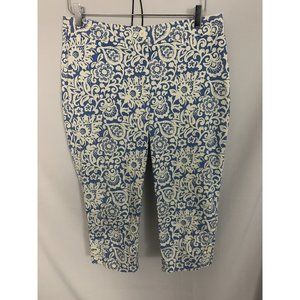 Talbots The Perfect Skimmer Petite Blue Floral Women’s SZ 8P Capri Chino Pants